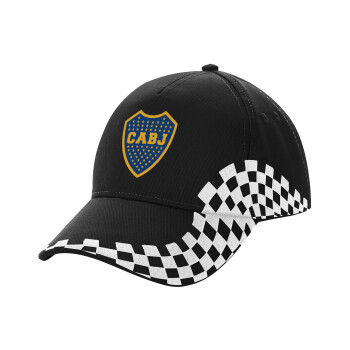 Club Atlético Boca Juniors, Adult Ultimate BLACK RACING Cap, (100% COTTON DRILL, ADULT, UNISEX, ONE SIZE)