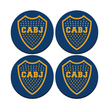 Club Atlético Boca Juniors, SET of 4 round wooden coasters (9cm)