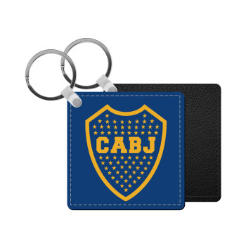 Club Atlético Boca Juniors, Μπρελόκ Δερματίνη, τετράγωνο ΜΑΥΡΟ (5x5cm)