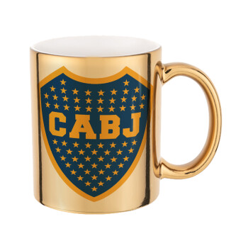 Club Atlético Boca Juniors, Mug ceramic, gold mirror, 330ml