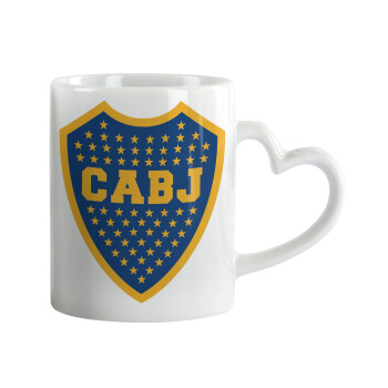 Club Atlético Boca Juniors, Κούπα καρδιά χερούλι λευκή, κεραμική, 330ml