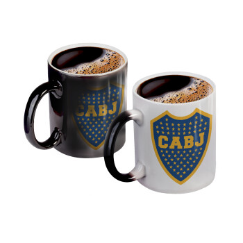 Club Atlético Boca Juniors, Color changing magic Mug, ceramic, 330ml when adding hot liquid inside, the black colour desappears (1 pcs)