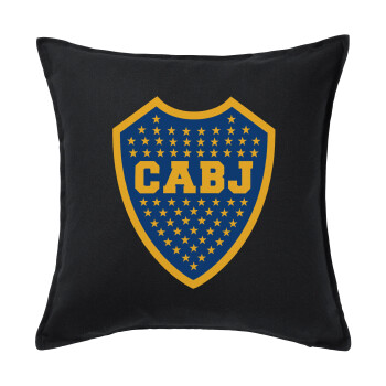 Club Atlético Boca Juniors, Μαξιλάρι καναπέ Μαύρο 100% βαμβάκι, περιέχεται το γέμισμα (50x50cm)