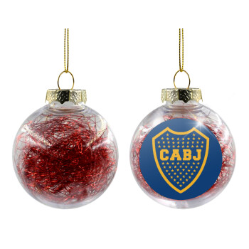 Club Atlético Boca Juniors, Transparent Christmas tree ball ornament with red filling 8cm