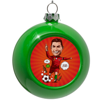 Cristiano Ronaldo, Green Christmas tree ornament bauble 8cm