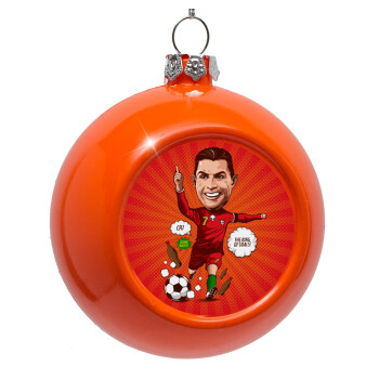 Cristiano Ronaldo, Orange Christmas tree ornament bauble 8cm