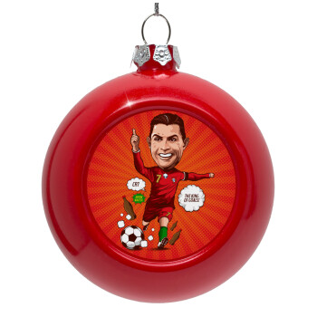 Cristiano Ronaldo, Red Christmas tree ornament bauble 8cm