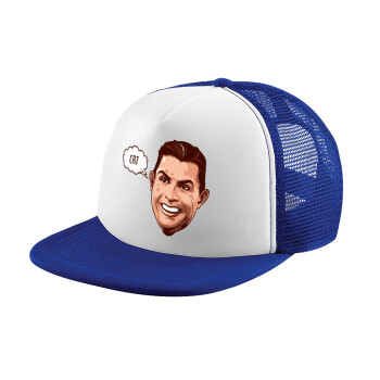 Cristiano Ronaldo, Child's Soft Trucker Hat with Blue/White Mesh (POLYESTER, CHILD, ONE SIZE)