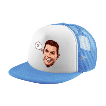 Cristiano Ronaldo, Child's Soft Trucker Hat with Blue/White Mesh (POLYESTER, CHILD, ONE SIZE)