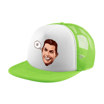 Cristiano Ronaldo, Adult Soft Trucker Hat with Mesh GREEN/WHITE (POLYESTER, ADULT, ONE SIZE)