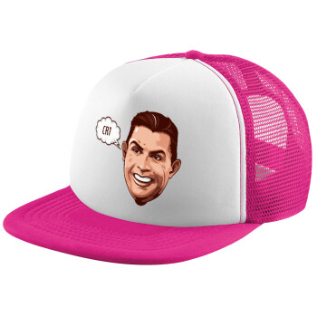 Cristiano Ronaldo, Child's Soft Trucker Hat with Pink/White Mesh (POLYESTER, CHILD, ONE SIZE)