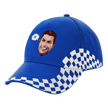 Cristiano Ronaldo, Adult Ultimate BLUE RACING Cap, (100% COTTON DRILL, ADULT, UNISEX, ONE SIZE)