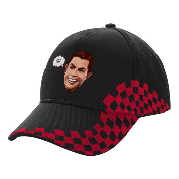 Cristiano Ronaldo, Adult Cap RACING Ultimate Black/Red, (100% COTTON DRILL, ADULT, UNISEX, ONE SIZE)