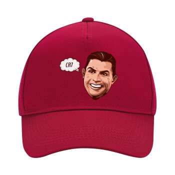 Cristiano Ronaldo, Adult Ultimate Hat RED, (100% COTTON DRILL, ADULT, UNISEX, ONE SIZE)