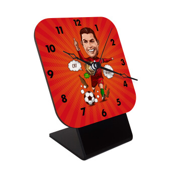Cristiano Ronaldo, Επιτραπέζιο ρολόι ξύλινο με δείκτες (10cm)