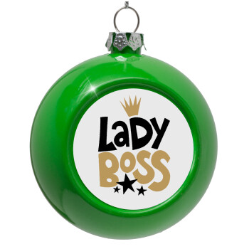 Lady Boss, Green Christmas tree ornament bauble 8cm