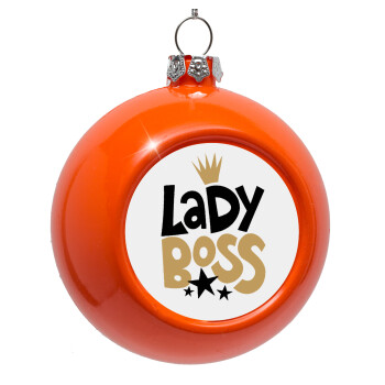 Lady Boss, Orange Christmas tree ornament bauble 8cm