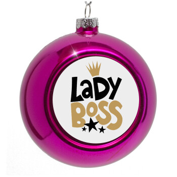 Lady Boss, Purple Christmas tree ornament bauble 8cm