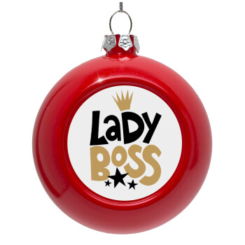 Lady Boss, Red Christmas tree ornament bauble 8cm