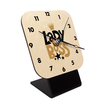 Lady Boss, Επιτραπέζιο ρολόι σε φυσικό ξύλο (10cm)