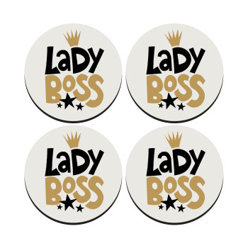 Lady Boss, ΣΕΤ 4 Σουβέρ ξύλινα στρογγυλά (9cm)