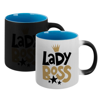 Lady Boss, Κούπα Μαγική εσωτερικό μπλε, κεραμική 330ml που αλλάζει χρώμα με το ζεστό ρόφημα