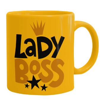 Lady Boss, Ceramic coffee mug yellow, 330ml