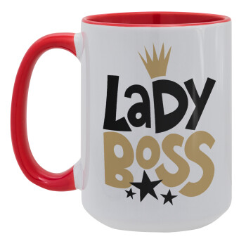 Lady Boss, Κούπα Mega 15oz, κεραμική Κόκκινη, 450ml
