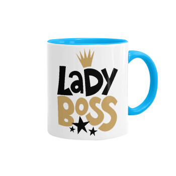 Lady Boss, Κούπα χρωματιστή γαλάζια, κεραμική, 330ml
