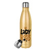 Glitter gold stainless steel thermos bottle, double-walled, 500ml