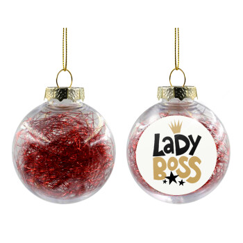 Lady Boss, Χριστουγεννιάτικη μπάλα δένδρου διάφανη με κόκκινο γέμισμα 8cm