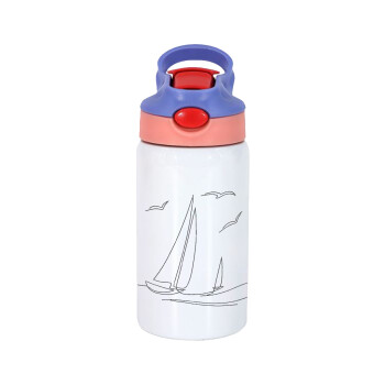 Ιστιοπλοΐα Sailing, Παιδικό παγούρι θερμό, ανοξείδωτο, με καλαμάκι ασφαλείας, ροζ/μωβ (350ml)