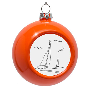 Sailing, Orange Christmas tree ornament bauble 8cm