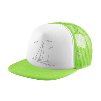 Sailing, Adult Soft Trucker Hat with Mesh GREEN/WHITE (POLYESTER, ADULT, ONE SIZE)