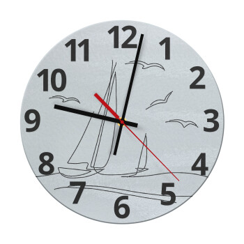 Ιστιοπλοΐα Sailing, Ρολόι τοίχου γυάλινο (30cm)
