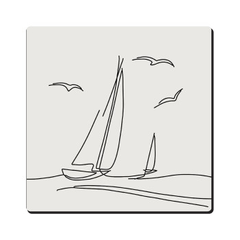 Sailing, Τετράγωνο μαγνητάκι ξύλινο 6x6cm