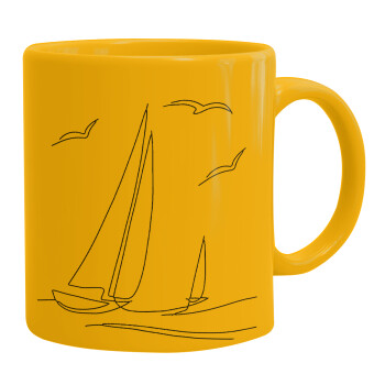 Sailing, Ceramic coffee mug yellow, 330ml