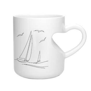 Ιστιοπλοΐα Sailing, Κούπα καρδιά λευκή, κεραμική, 330ml