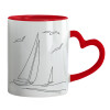 Mug heart red handle, ceramic, 330ml