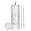 Tumbler stainless steel 600ml, with metal straw & cleaning brush