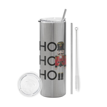 Nutcracker, Eco friendly stainless steel Silver tumbler 600ml, with metal straw & cleaning brush