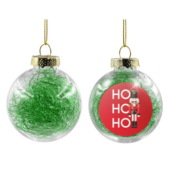 Nutcracker, Χριστουγεννιάτικη μπάλα δένδρου διάφανη με πράσινο γέμισμα 8cm