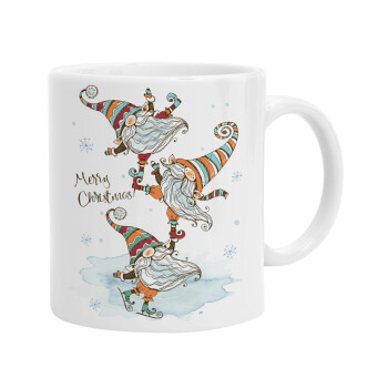 Christmas nordic gnomes, Ceramic coffee mug, 330ml (1pcs)