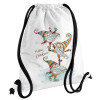 Backpack pouch GYMBAG white, with pocket (40x48cm) & thick cords