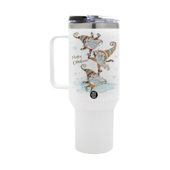 Christmas nordic gnomes, Mega Stainless steel Tumbler with lid, double wall 1,2L