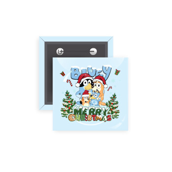 Bluey Merry Christmas, Κονκάρδα παραμάνα τετράγωνη 5x5cm
