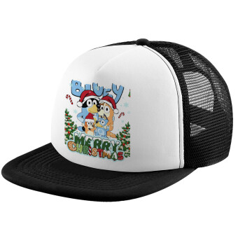 Bluey Merry Christmas, Καπέλο Ενηλίκων Soft Trucker με Δίχτυ Black/White (POLYESTER, ΕΝΗΛΙΚΩΝ, UNISEX, ONE SIZE)