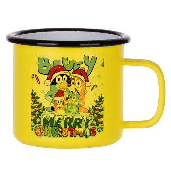 Bluey Merry Christmas, Metallic enamel MATT Yellow cup 360ml