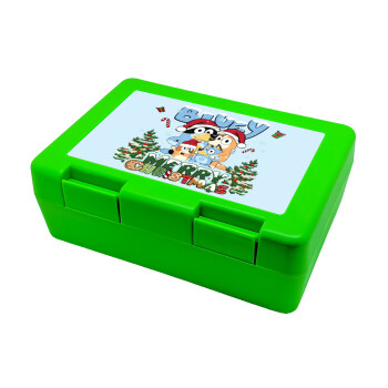 Bluey Merry Christmas, Children's cookie container GREEN 185x128x65mm (BPA free plastic)