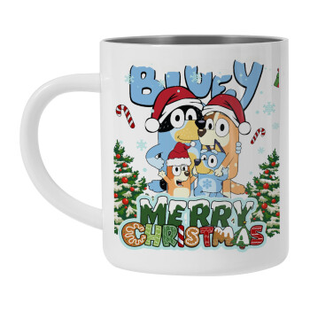 Bluey Merry Christmas, Mug Stainless steel double wall 450ml